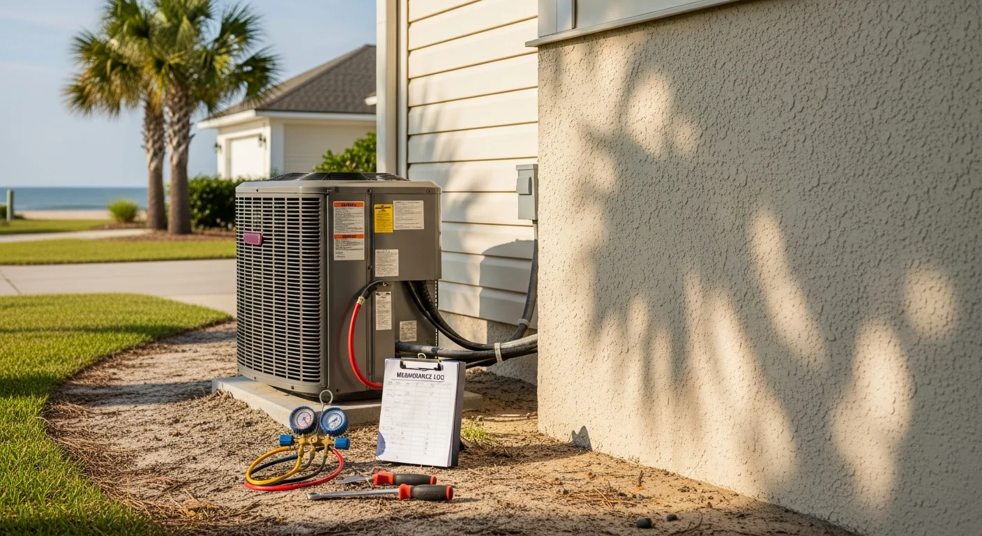 Air conditioning unit installed on exterior wall